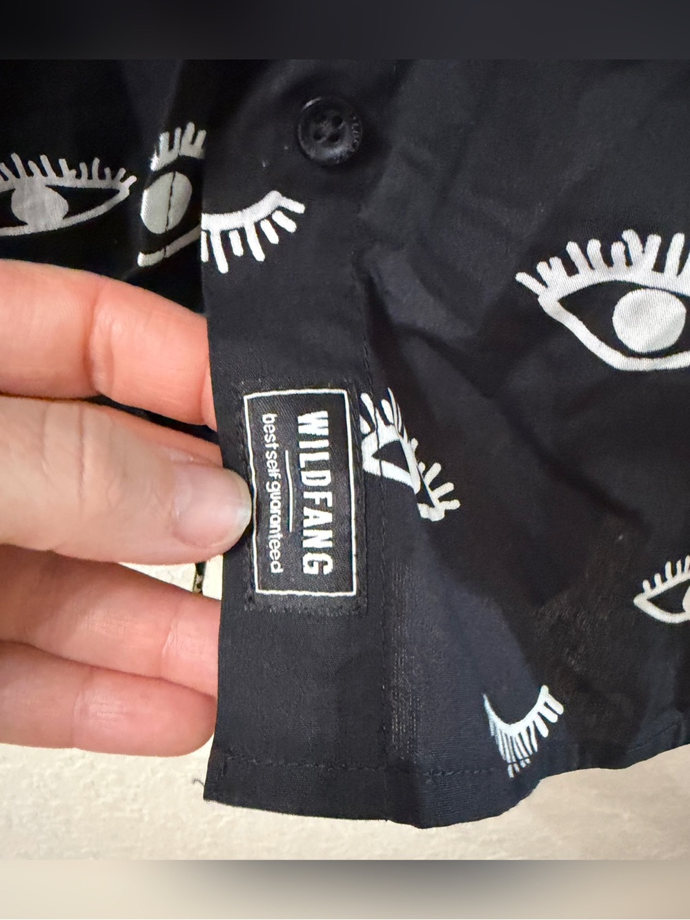 Wildfang THE ESSENTIAL BUTTON UP Short-Sleeve Black Eye-Print Size 3X - Picture 4 of 11